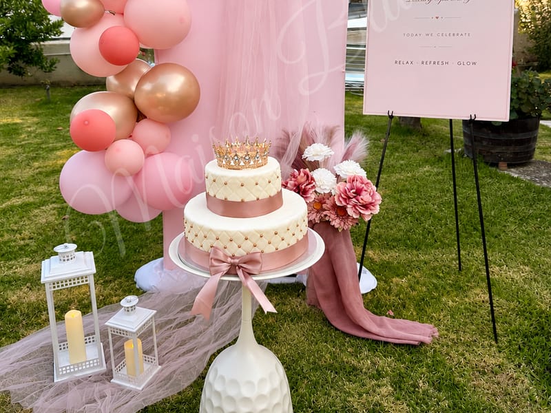 Αψίδα μπαλονιών σε πάρτυ Maison Blush