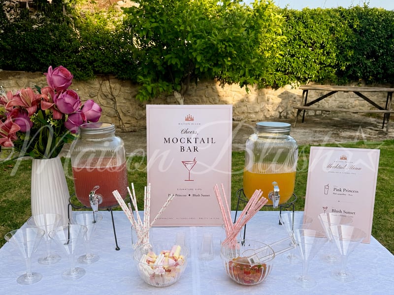 Mocktail Bar — ροζ λεμονάδες και mocktails σε πάρτυ Maison Blush