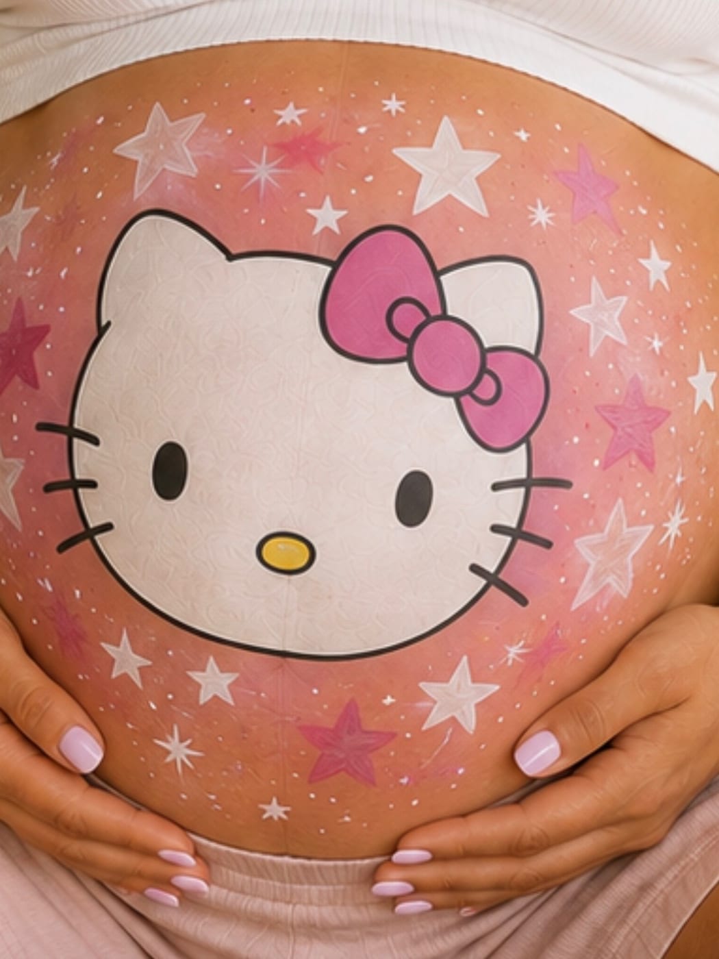 belly painting Hello Kitty με αστέρια — Maison Blush Mama