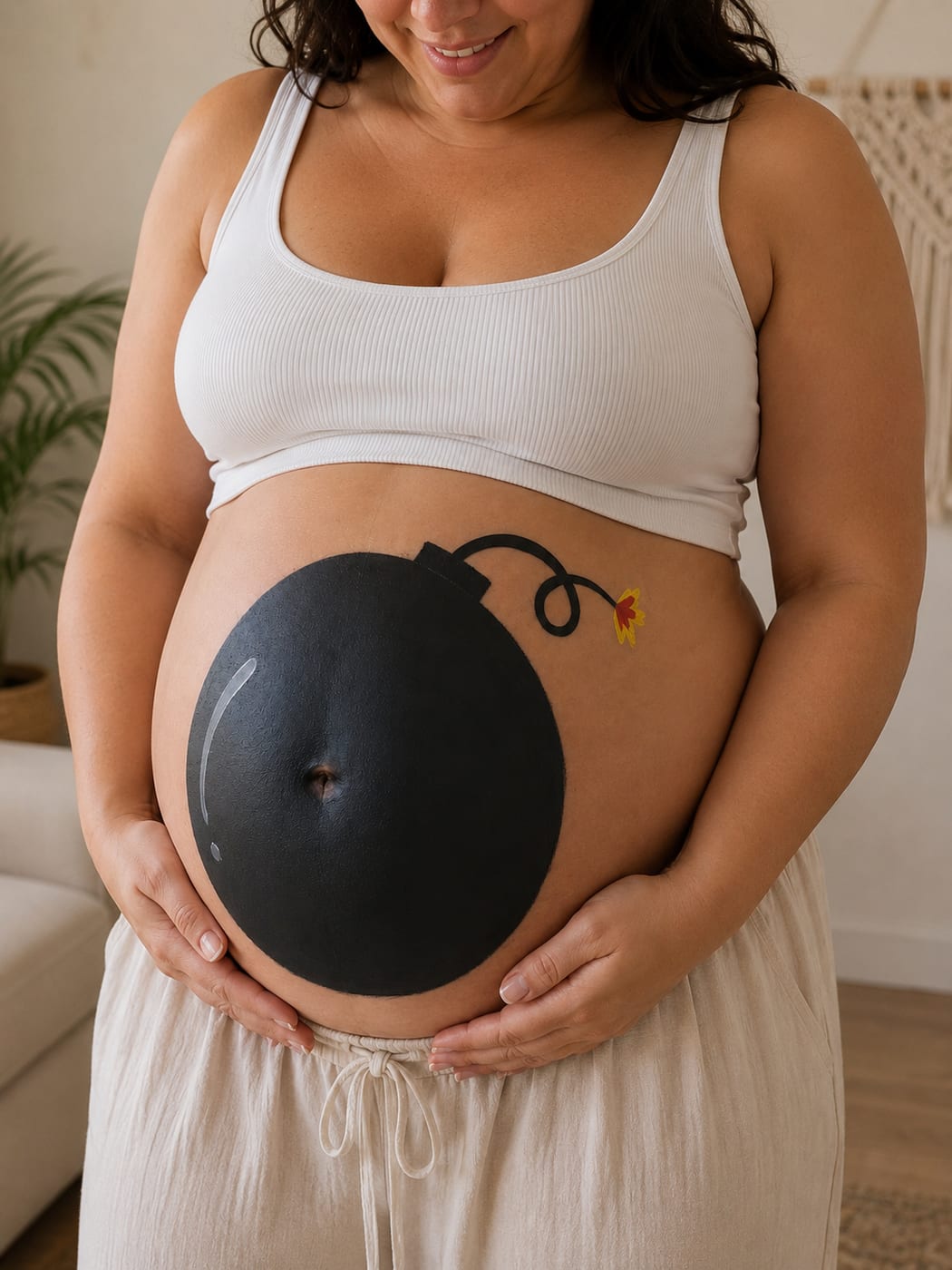belly painting βόμβα με φιτίλι, χιουμοριστικό σχέδιο — Maison Blush Mama