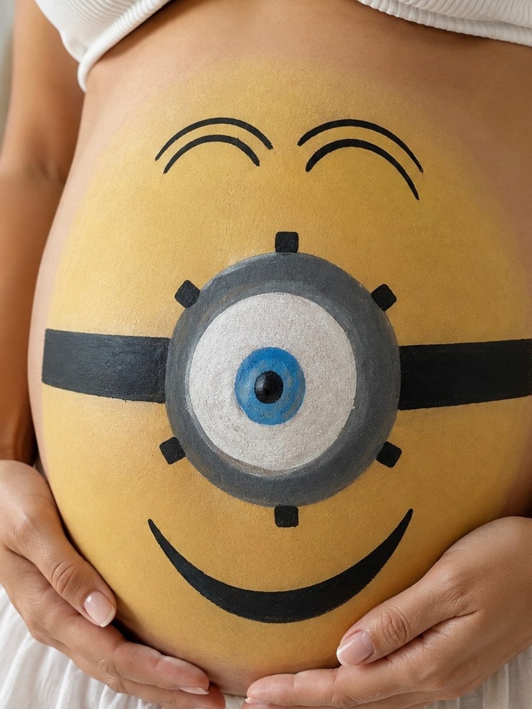 belly painting σε στιλ Minion — Maison Blush Mama