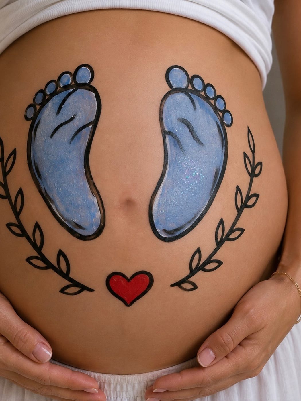 belly painting αποτυπώματα μωρού με καρδιά — Maison Blush Mama
