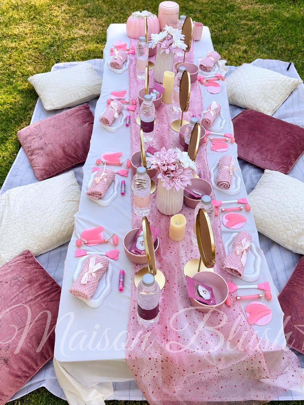 Στημένο τραπέζι spa party Maison Blush